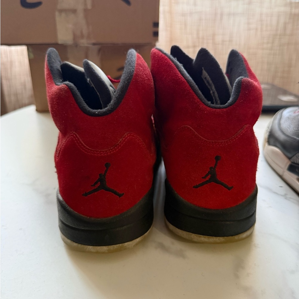 Jordan Raging Bull package Men’s  Red Suede High-Top Sneakers with Black Accents